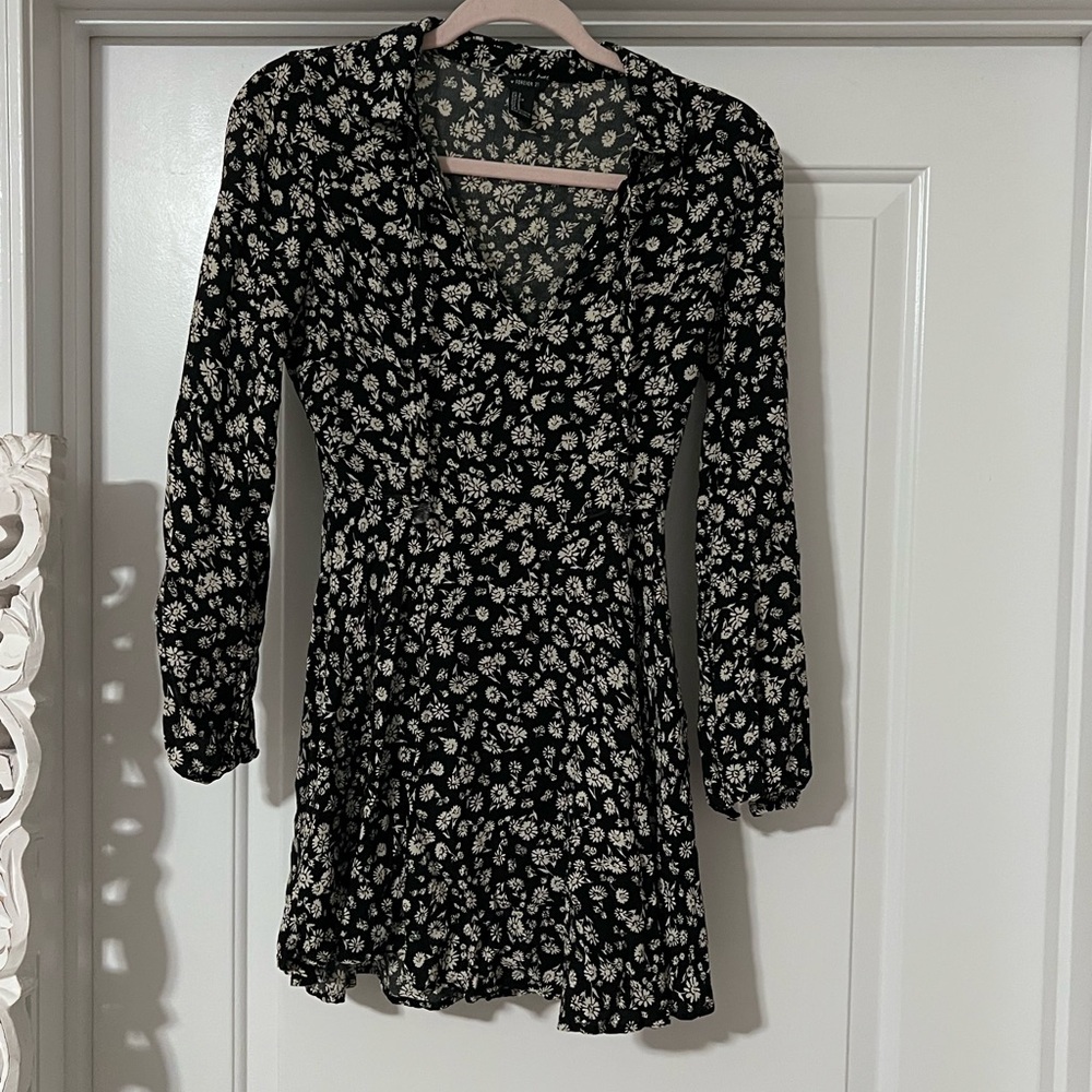 Floral Black and White Dress